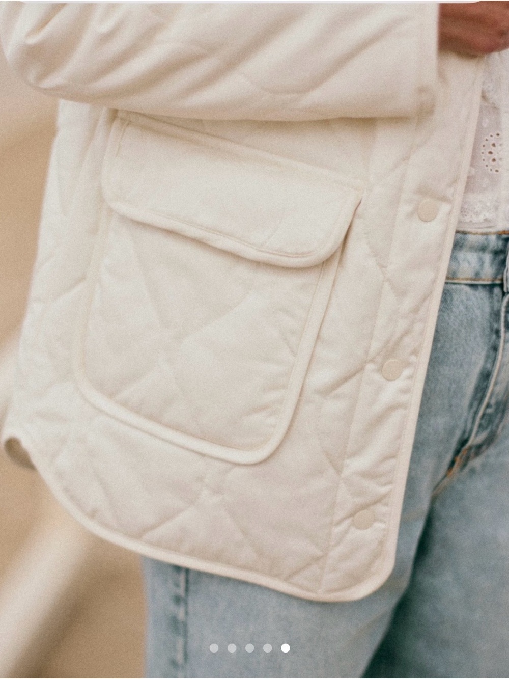 Sezane Quilted Light Olive Green Women’s Jacket - Picture 11 of 15